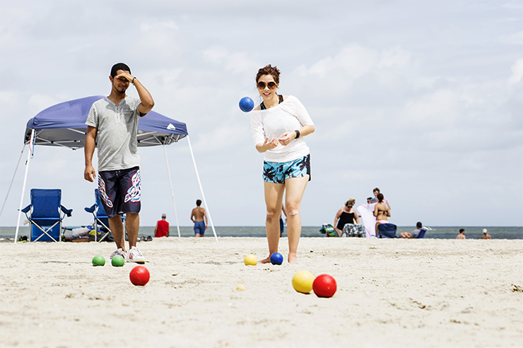 Playing Bocce Ball on the Beach